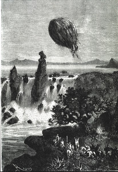 Cinq semaines en ballon, illustration de Riou
