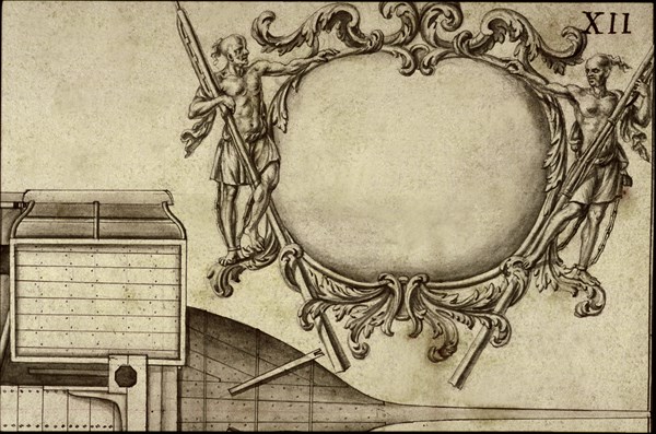 Description géométrique de toutes les pièces qui entrent dans la construction d'une galère, gravure de Debenat