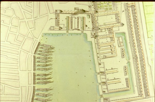 Description géométrique de toutes les pièces qui entrent dans la construction d'une galère, gravure de Debenat