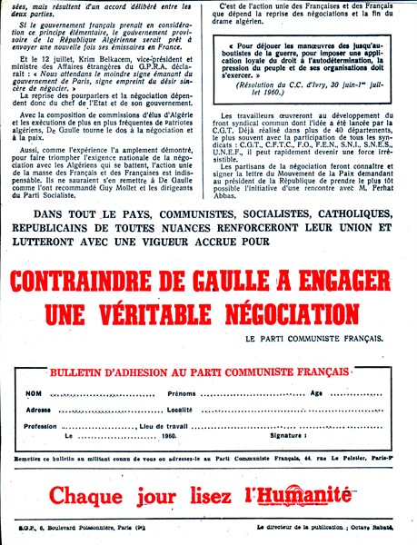 Tract du Parti communiste français