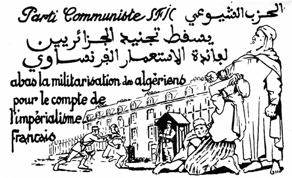 Tract du Parti communiste français contre la militarisation des Algériens - Recto