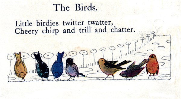 Rhymes par Olive Beaupre Miller, "Sunny rhymes for happy children", "the birds"