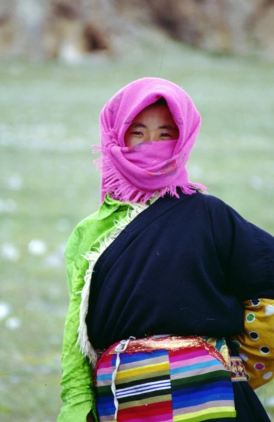 A Tibetan woman beside the Sacred Lake, Nam Co