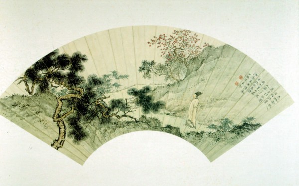 Painting on the covering of a fan