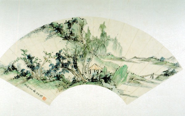 Painting on the covering of a fan