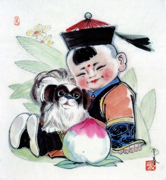 Peinture chinoise représentant un enfant