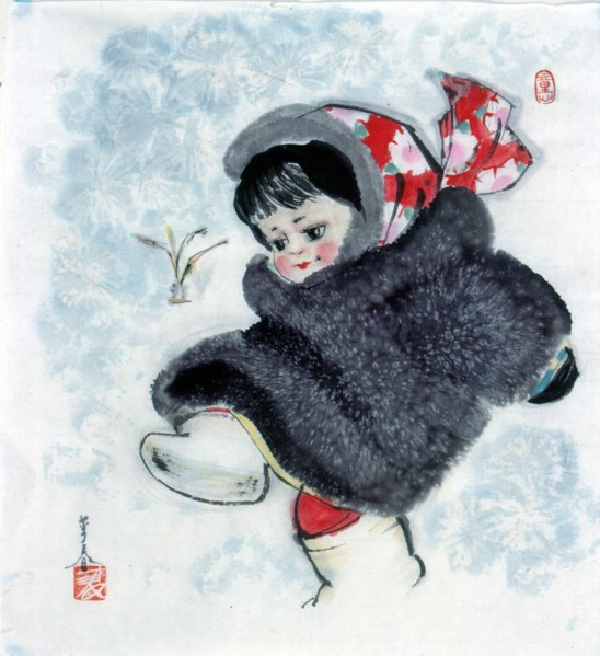Peinture chinoise représentant un enfant