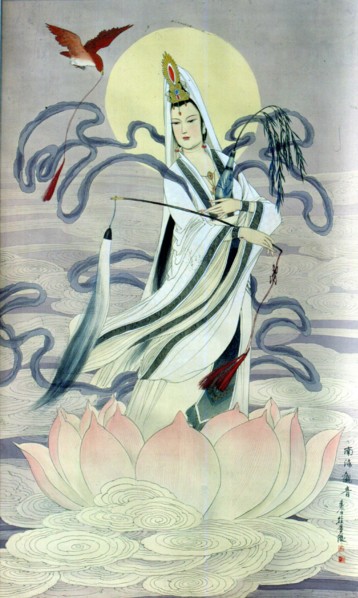 Peinture chinoise traditionnelle : Guanyin, déesse de la miséricorde