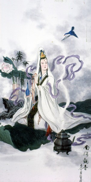 Peinture chinoise traditionnelle : Guanyin, déesse de la miséricorde