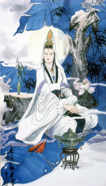 Peinture chinoise traditionnelle : Guanyin, déesse de la miséricorde