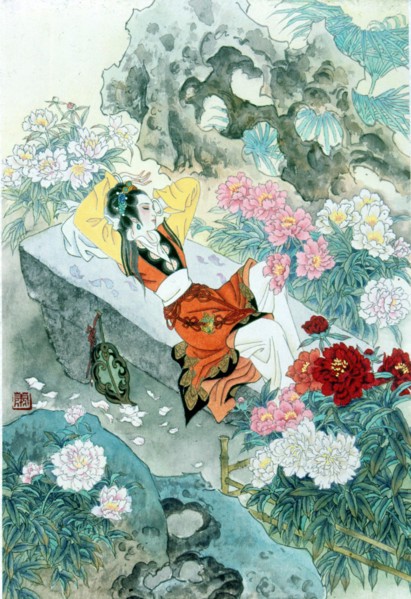 Illustration pour le célèbre roman chinois : "Rêve dans le Pavillon Rouge"