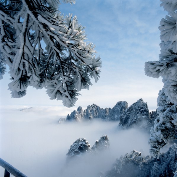 Snowy mountain landscape, China