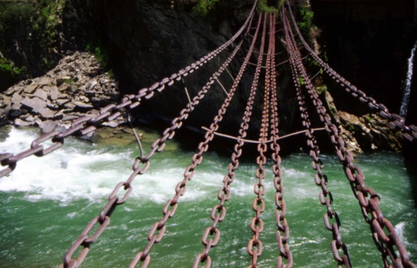The iron-chain bridge over the Dadu River, Sichuan Province, China