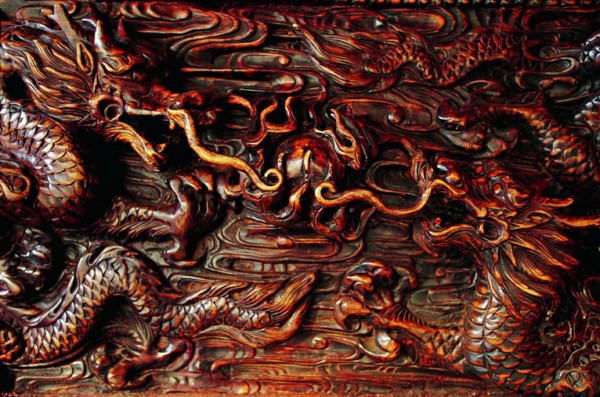 The wood carving of dragons in Imperial Palace,Shenyang,Liaoning Province,China