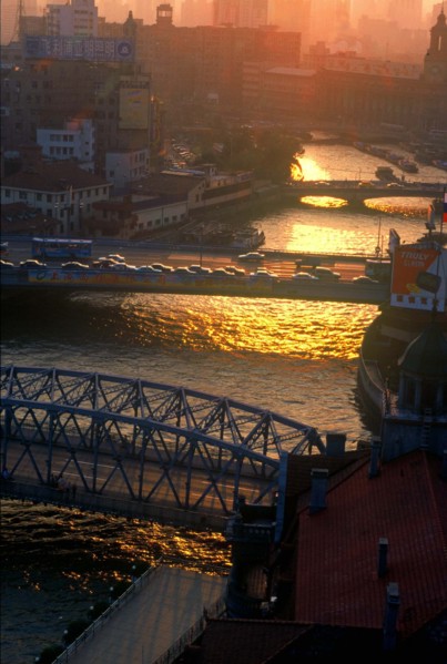 Suzhou river at sunset,Shanghai,China