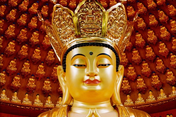The head of Buddha statue in Hongfu temple of Shanghai,China