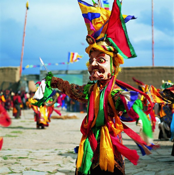 The mask for Tibetan opera,which is a local folk art in Tibet,China