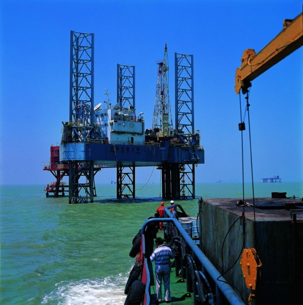 The oil platform of Shengli Oil Field,Shangdong Province,China