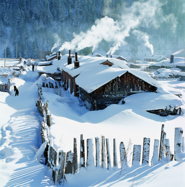 the snow-covered house at Shuangfeng Forestry Centre,Mudanjiang,Heilongjiang,China