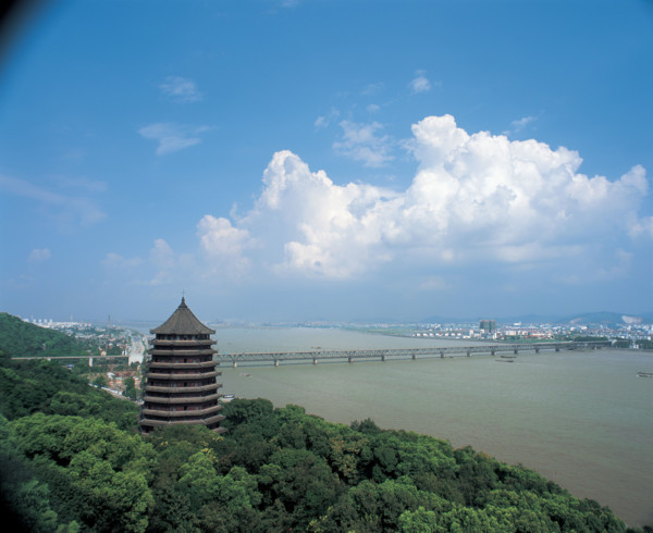 Liuhe Pagoda by the Qiantang River,Hangzhou,Zhejiang Province,China