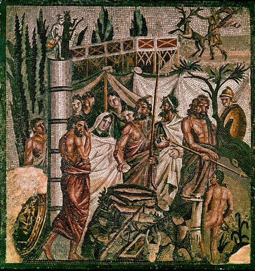 Mosaïque : le sacrifice d'Iphigénie