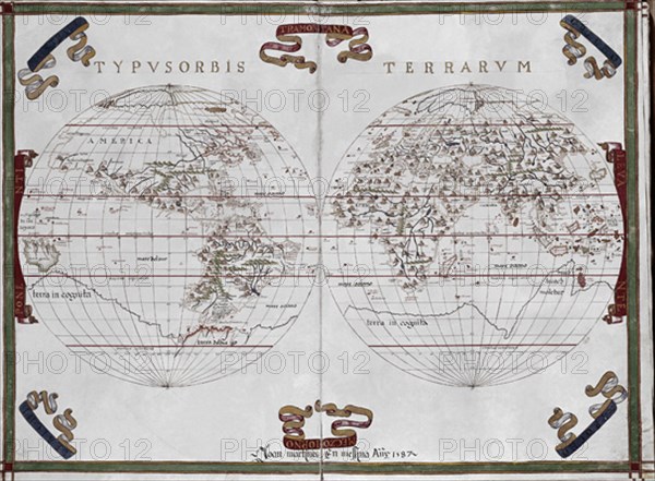 MARTINEZ JUAN
ATLAS PORTULANO DE 1587 - PG 1 - MAPA MUNDI - SIG  VIT 20
MADRID, BIBLIOTECA