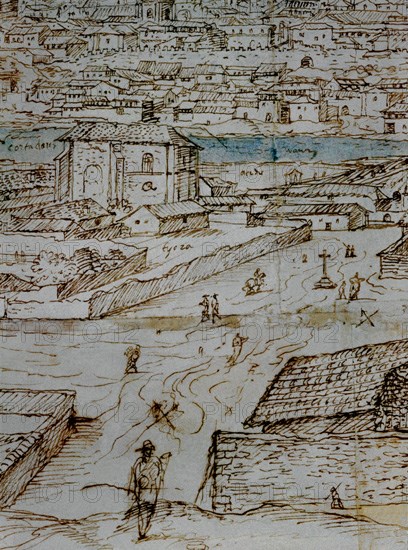 WYNGAERDE ANTON VAN DEN ?/1571
SALAMANCA-1570-DIBUJO SEPIA-DET DE CAMINANTES
VIENA, BIBLIOTECA