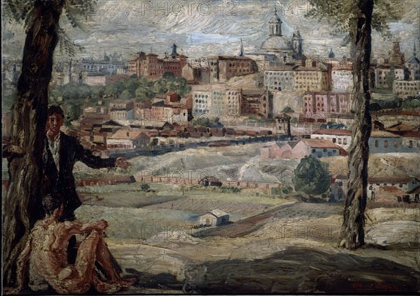 DELGADO RAMOS ALVARO
MADRID VISTO DESDE EL MANZANARES-1942/43-O/CARTON-75Z105 CM-
MADRID, MUSEO