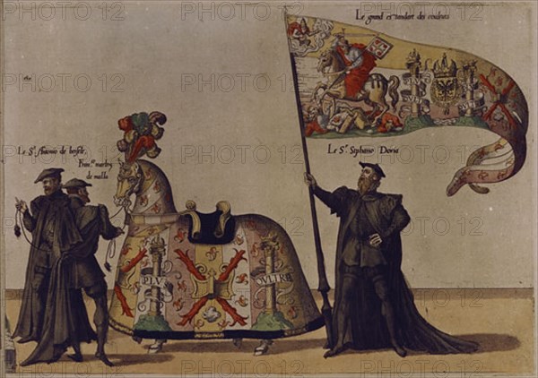PROCESION FUNEBRE DE NOBLES ESPAÑOLES Y FLAMENCOS EN EL  FUNERAL DE CARLOS V EN BRUSELAS
BRUSELAS,