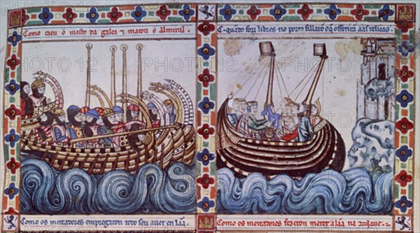 ALFONSO X EL SABIO 1221/84
MTI1-CANTIGA STA MARIA- Nº35- F53R-GALERAS CORSARIAS ATACAN