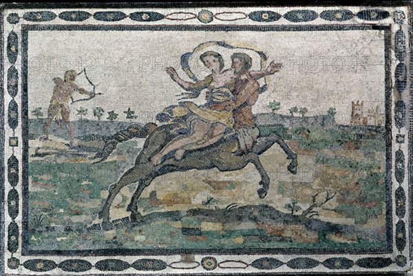 MOSAICO.HAZAÑAS DE HERCULES:RAPTO DE DEYANIRA POR EL CENTAURO NESO
MADRID, MUSEO ARQUEOLOGICO