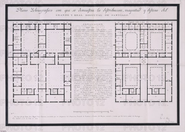 FERRO CAAVEYRO M
PLANOS DE LA PLANTA BAJA Y PISO NOBLE DEL HOSPITAL DE SANTIAGO-LEG 16185-PLANO Nº