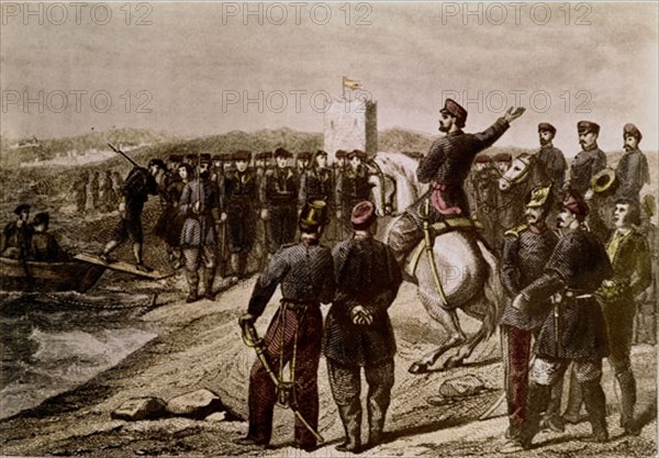 GRABADO-CD REUS RECIBE VOLUNTARIOS CATALANES EN AFRICA-3/12/1860
MADRID, COLECCION