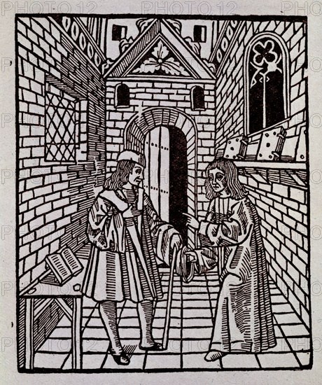 SAN PEDRO DIEGO DE 
CARCEL DE AMOR GRABADO POR ROSEMBACH EN 1493-ORIGINAL EN MUS