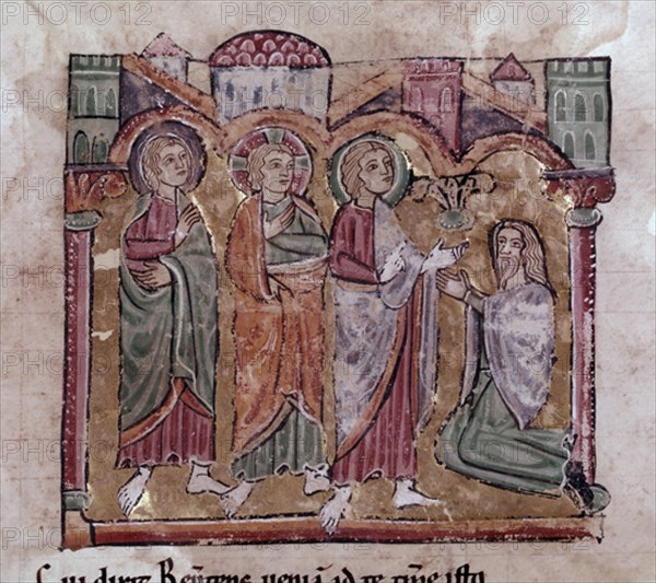 BIBLIA S XIII- TOMO I-DIOS Y LOS TRES ANGELES ANUNCIAN A ABRAHAM LA DESTRUCCION DE SODOMA Y