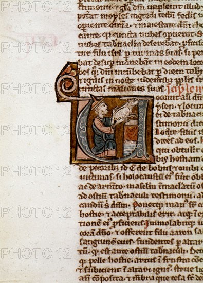 BIBLIA S XIII- MS 553- MOISES OFRECIENDO- LETRA U- PG 36V-MINIATURA GOTICA
MADRID, BIBLIOTECA