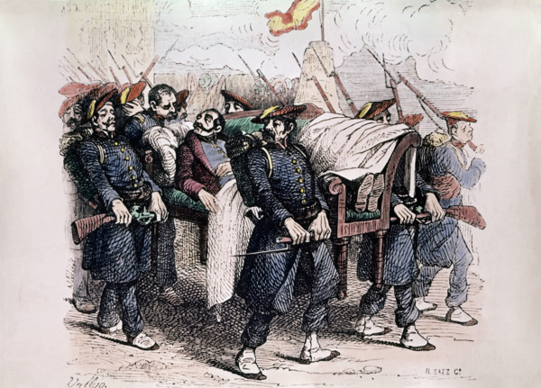 GRAL ZUMALACARREGUI  HERIDO ES TRANSPORTADO POR  SUS SOLDADOS- I GUERRA CARLISTA 1833/40
MADRID,
