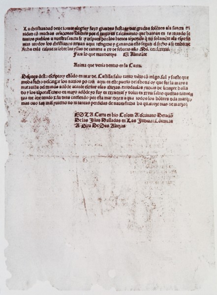 Lettre de Christophe Colomb à Louis de Santangel
