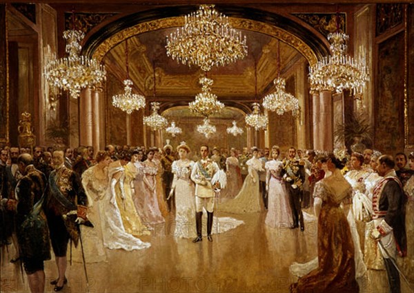COMBA
RECEPCION EN PALACIO-BODA DE ALFONSO XIII CON VICTORIA EUGENIA DE BATTENBERG EN
