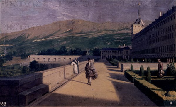 HOUASSE MICHEL-ANGEL 1680-1730
MONASTERIO DEL ESCORIAL JARDINES Y FACHADA DE PONIENTE - S XVIII -