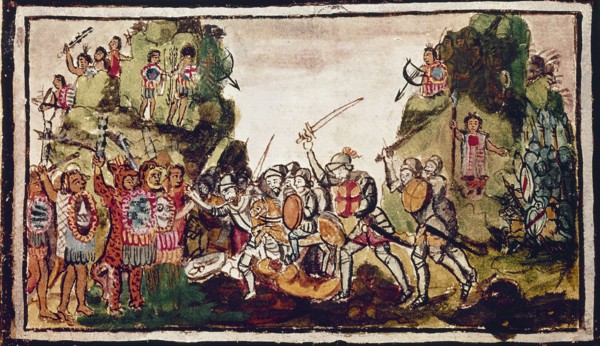 Duran, Hernan Cortés combattant les Indiens