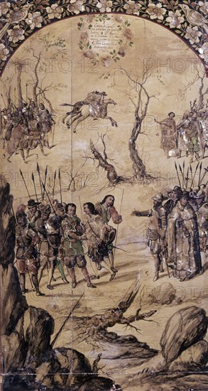 GONZALEZ MIGUEL Y JUAN
CONQUISTA DE MEXICO- PRESENTACION DE EMBAJADORES- ENCONCHADO REALIZADO EN