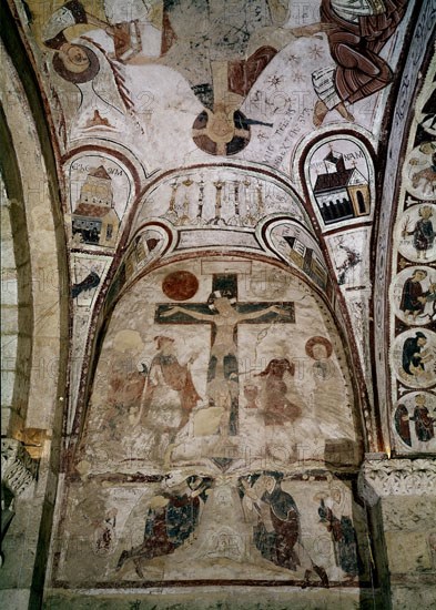 PANTEON REAL--CRUCIFIXION Y MONARCAS ORANTES- PINTURAS MURALES DE LA NAVE SEPTENTRIONAL
LEON,