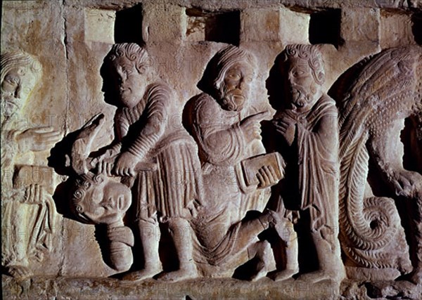 CLAUSTRO ROMANICO-DETALLE-CAIN MATA A ABEL Y DIOS MANDA CONSTRUIR EL ARCA DE NOE
GERONA,