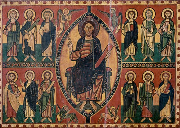 FRONTAL DE LOS APOSTOLES-PROCEDE DE ESQUIUS-VIC- S XII-PINTURA SOBRE TABLA-ROMANICO
