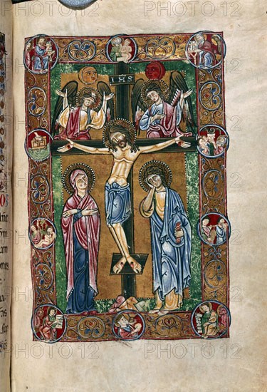SACRAMENTARIO PAPAL- SIG.730,F82(305x195) CRUCIFIXION. ESCRITO EN ROMA.S XII
MADRID, BIBLIOTECA