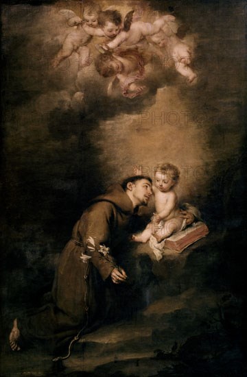 MURILLO BARTOLOME 1618/1682
SAN ANTONIO DE PADUA CON EL NINO
SEVILLA, MUSEO BELLAS ARTES -