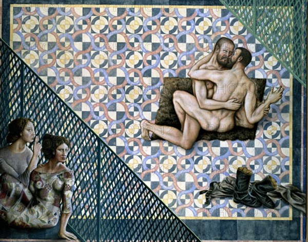 PEREZ VILLALTA GUILLERMO 1948-
DOS MUJERES CONTEMPLANDO A DOS HOMBRES-1995-180 x 127 cm- TECNICA