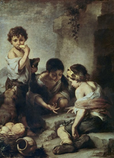 MURILLO BARTOLOME 1618/1682
NIÑOS JUGANDO A LOS DADOS - 1665/1675 - O/L 140x108 - PINTURA BARROCA