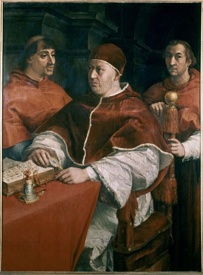 RAFAEL 1483/1520
PAPA LEON X(IZDA CLEMENTE VII DCHA CAR ROSSI)
FLORENCIA, PALACIO PITTI/GALERIA
